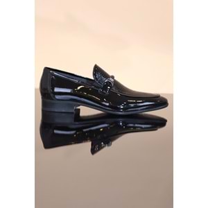 Konfores 1267 Hakiki Deri Erkek Klasik Ayakkabı - NKT01267-siyah rugan-39