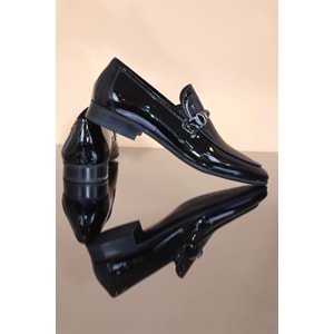 Konfores 1267 Hakiki Deri Erkek Klasik Ayakkabı - NKT01267-siyah rugan-39