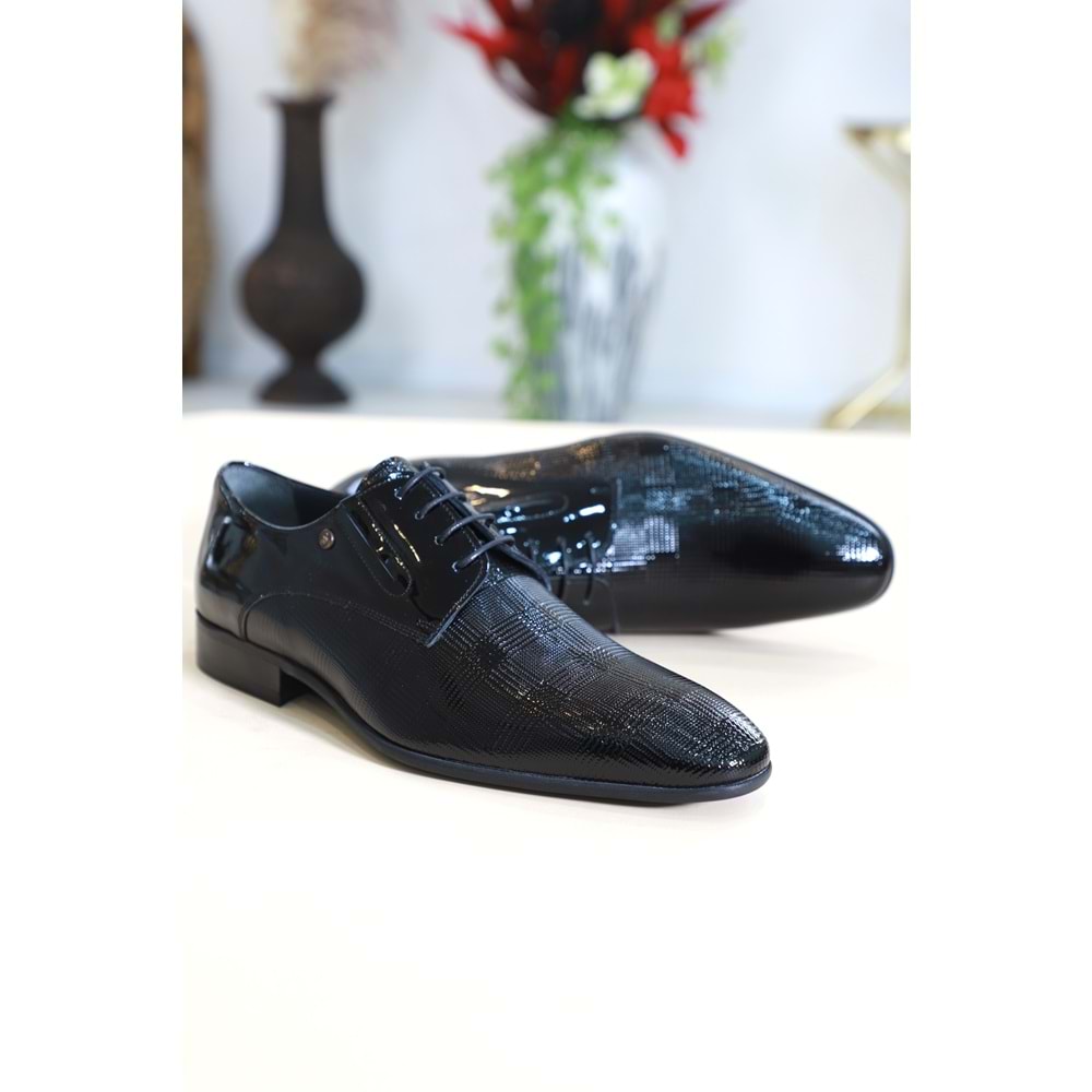 Konfores 1465 Hakiki Deri Erkek Klasik Ayakkabı - NKT01465-siyah rugan-40