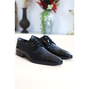 Konfores 1465 Hakiki Deri Erkek Klasik Ayakkabı - NKT01465-siyah rugan-40