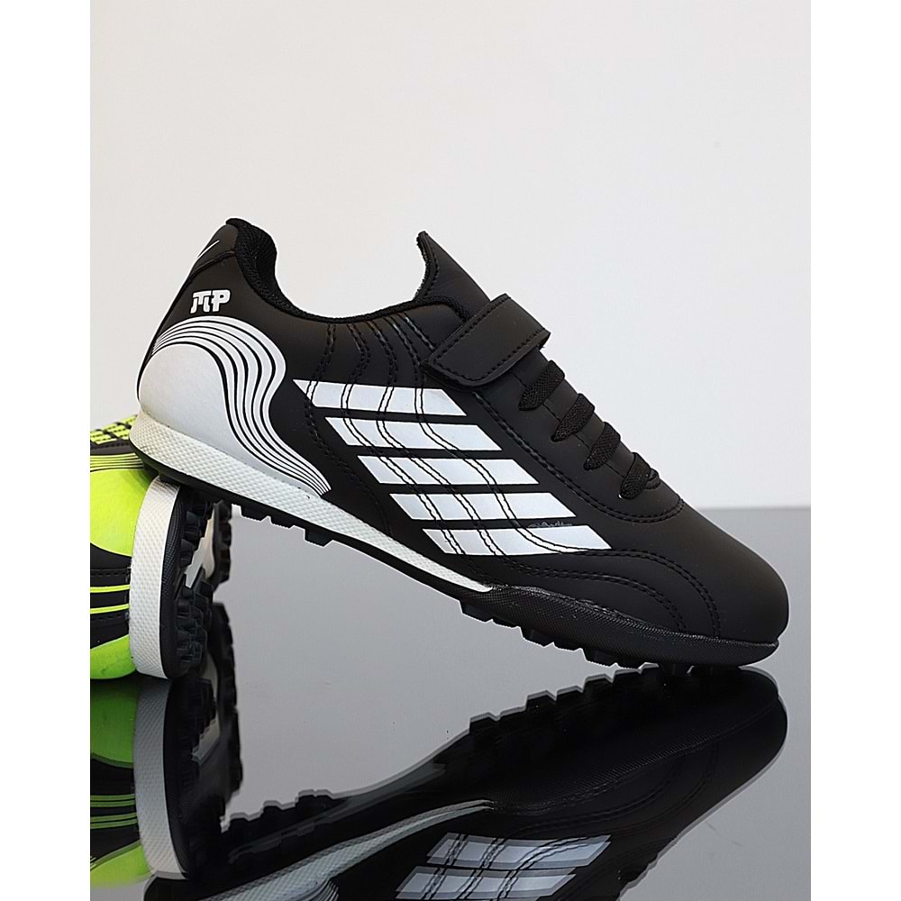 Kidessa 1746-1350 Bantlı Çocuk Halı Saha Futbol Ayakkabısı - NKT01746-siyah beyaz-33